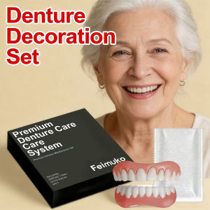 Natural Fit Denture Silicone Kit for Teeth Upper and Lower Set - Easy Use Complete Fake Tooth Oral Hygiene Care Set