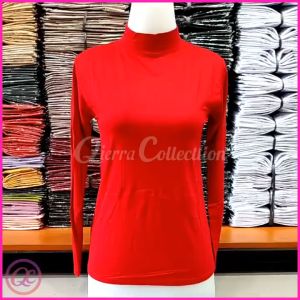 Baju Manset Lengan Panjang Wanita Bahan Rayon Kerah Leher Turtle Neck Polos