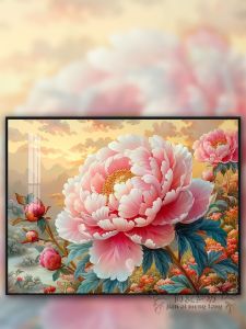 Cross Stitch Kit Modern Simple Cotton Fabric Living Room Bedroom Full Embroidery Plant Flower Peony Handmade Printing