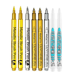 GN 6Pcs Metallic Marker Pens Permanent Gold Silver Paint Markers for Art Rock PaintingDIY Photo Album CraftsCeramics Metal