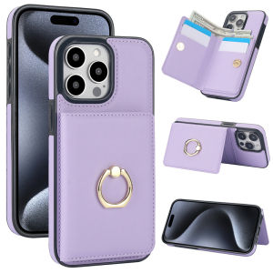 High-End Ring Holder Phone Case with Card Holder Integrated Apple 16 Coin Purse 14Plus Ladies 13Mini Card Storage Slot 12 Case 11 ID XR Storage Cover 17 Shell
