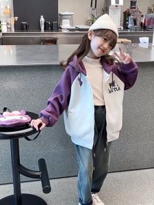 WANDER ชุดเด็กผู้หญิง เสื้อฮู้ดเด็กญ การออกแบบลวดลายการ์ตูนที่ทันสมัย สาวฤดูใบไม้ร่วงแฟชั่นสบาย ๆ Kulomi พิมพ์คลุมด้วยผ้าซิปเสื้อกันหนาว24111