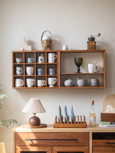 YANPU | Cherry Wood Display Shelf Storage Rack