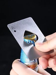 Pembuka Tutup Botol Bir Bentuk Kartu Poker Stainless Steel Portable Unik Card Beer Bottle Opener