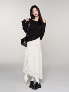 YIKEXIAOYEMEI | Đầm Dây Ép Eo Thon Gọn Màu Be