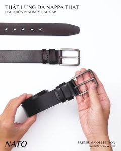 Thắt Lưng Nam SILVER NATO Khóa Lỗ Kim Da Bò Thật Cao Cấp Dây Nịt Bền Đẹp Sang Công Sở Thời Trang Đi Học Làm Bản Nhỏ Đen Nâu