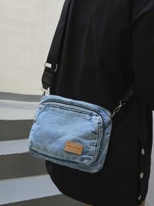 Thời Trang Mùa Hè Denim Túi Đeo Chéo Túi Đựng Điện Thoại Một Vai Vuông Nhỏ Dành Cho Nam Và Nữ Phong Cách Thoải Mái Khóa Kéo Đóng Cửa