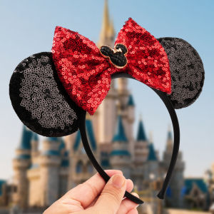 Disney | Disney Black Mouse Ears Headband For Girls 5" Sequin Bow Party Hairband Festival Party Cosplay DIY Hair Accessories Femme Gifts