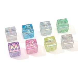 12X12มม. ลูกปัดอะคริลิคใส10ชิ้น/ถุงลูกปัดบล็อกตัวอักษรรูใหญ่สำหรับทำมือสร้อยข้อมือสร้อยคอต่างหูพวงกุญแจอุปกรณ์การทำเครื่องประดับหัตถกรรม DIY