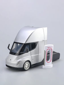 LEO 1:24 Tesla Semi Truck Head Metal Diecast Alloy Toy Car Model Trucks For Kids Toys Vehicles Hobbies Collectio