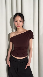 Diva Top Sabrina Double Layer Trend Korean Style