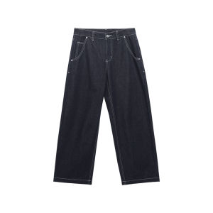 audwyn | Dark Blue Retro Casual Wide Loose Slim Fit Jeans Jacket and Pants Set