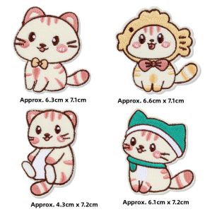 Cartoon Patch Embroidered Self Adhesive Sewless Durable Patch for Clothes Cute Cat Design Ideal for down Jacket Repair