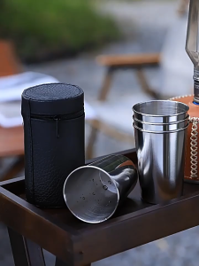 4PCS Mini Stainless Steel Shot Glass Cup Portable Travel Cups Wine Drinking Glasses Cover Bag 30ML