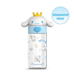 Sanrio | Hello Kitty 500ml Cups Kawaii Sanrio Tour Drinking Cup Kuromi Cinnamoroll Melody Leakproof Outdoor Camping Water Bottles