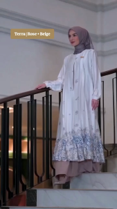 BAJU SARIMBIT & COUPLE KELUARGA NIBRAS RAYYA SERIES TERRA ROSE + WHITE