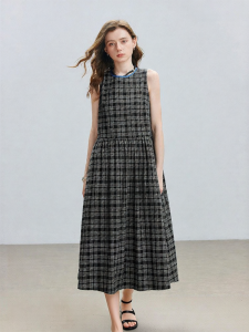 Toyouth | Vintage Black and White Check Sleeveless Casual Dress