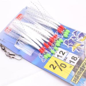 10 pcs/pack of green and white string hooks sea fishing fish skin hooks squid clamp hooksboat fishing hooks