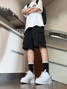 กางเกงขาสั้นผ้าไหมน้ำแข็งแห้งเร็วสไตล์อเมริกันสำหรับผู้ชาย กางเกงขายาวห้าส่วนสำหรับเล่นกีฬากลางแจ้ง กางเกงขายาวสี่ส่วนสำหรับฤดูร้อน