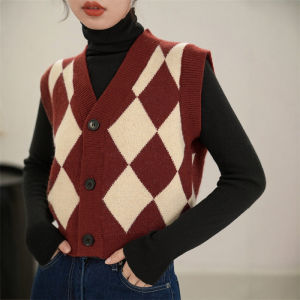 DUOFEIYAN | Design-Sense Layering Red V-Neck Knit Vest
