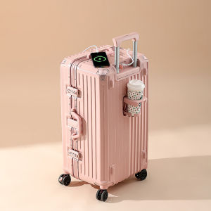 Large Capacity Aluminum Frame Luggage Bag 24 Inch Travel Suitcase with Universal Wheels Password Box Male Female General