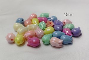 250gramsp (est.210pcs) Tulip Acrylic Beads Pastel AB Colors Flower Tulip Beads for Bracelet Necklace Keychain DIY Accessories