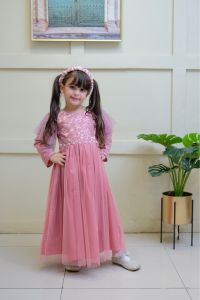 Gamis pesta anak muslim brukat Corneli umur 2-12th