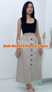 ok Cargo Panjang Wanita Katun Twill Combet Street Full Kancing / Cargo Skrit Wanita Korean Style