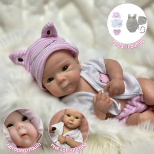 13Inch Open Mouth Bettie Girl Silicone Bebe With Two Outfits Washable Painted Reborn Baby Doll Toys Corpo De Silicone