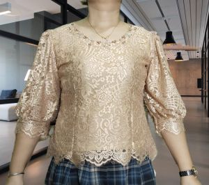 shoopi io BLUS SEMI PRANCIS WANITA TERBARU LEHER BULAT LENGAN BALON