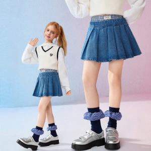 Ask Junior | Girl Spring New Style Denim Stitching Skirt