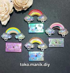 sepasang manik ayunan pelangi rainbow manik bahan kerajinan