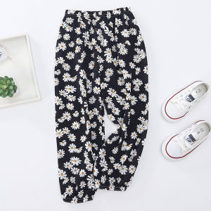 Childrens Daisy Mosquito-Resistant Pants Thin Cotton Silk Lantern Pants Summer Long Pants Breathable Fashionable mid Waist