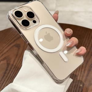 Ultra-Thin Transparent Magnetic Absorption Phone Case for iPhone 16 pro Max 15 14 13 PM Full Cover Protection Apple Wireless Charging Compatible