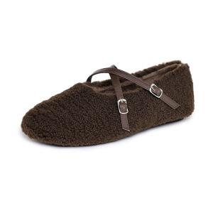 Reemoor | Winter New Soft Fur Flat Round Toe Mary Jane Shoes