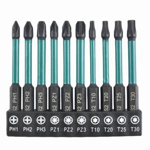 10PCS 70mm High Torque Screwdriver Bits Set PH/PZ/Trox for Electrician Circuit Breakers Industrial Maintenance Pro Tools