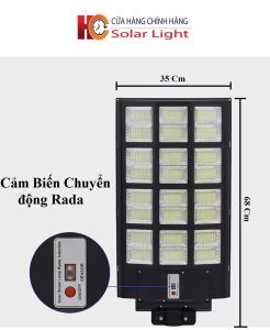 Đèn năng lượng mặt trời liền thể HC Solar light 800W 12 Khoang Vỏ nhựa ABS Tấm pin liền Cảm biến chuyển động Ánh sáng trắng