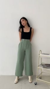 KAYSER Yeaji Celana Kulot Wanita All Size Side Button Rayon Highwaist Culotte Polos 456G