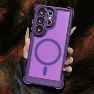 Translucent Armor Anti-fall Phone Case For Samsung Galaxy S26 S25 S24 26 Ultra Plus For Magsafe Magnetic Wireless Charging Cover