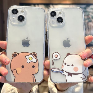 Cute Couple Transparent Silicone Phone Case Full Cover Protection for  16Promax 15New 14Plus Mini 13 12 XR 8 7 6 SE