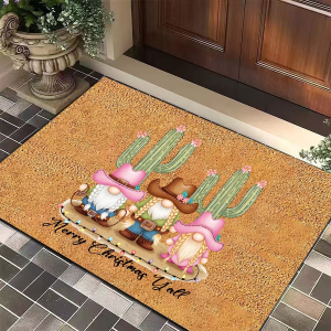 VIKAMA Gnome Merry Christmas Welcome Doormat Washable Non‑Slip Rug Indoor Outdoor Mat Kitchen Bedroom Holiday Home Decor
