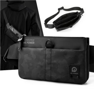 Mens ultrathin 3-layer waist bag belt bag sports outdoor multifunction chest bag waterproof shoulder bag