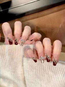 New Year Handmade Nail Art Wearing Butterflies Knot Flashing Small Fragrant Diamond Pile Diamond Nail Art Pieces Bright Color