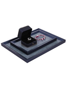High-End Super Suede Jewelry Display Tray Ring Necklace Jewelry Display Props Yuanmu Yuan Leather Storage Plate Gray Leather