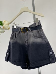 Quần Short Denim Cạp Cao Mùa Hè Cho Nữ Dáng Chữ a Rộng Rãi Màu Sắc Chuyển Biến Ngọt Ngào Mát Mẻ Quần Jeans Ống Rộng