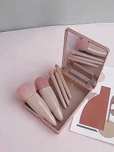 FH-K191 Set Kuas Make Up Portable Plus Cermin Rias / Makeup Brush Set 5IN1 With Box Brush Foundation