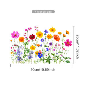 Colorful Wildflower Meadow Window Clings - Reusable Static Decals No ResidueFloral Stickers for Kitchen Living Room Balcony