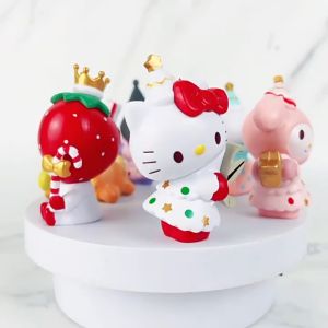 6 Pcs Hello Kitty Sanrio Karakter Action Figure Topi Roti Ulang Tahun