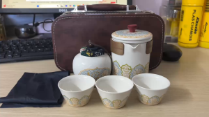 Bộ ấm trà xách tay du lịch cao cấp 5 món có bao da sang trọng tiện lợi lịch sự