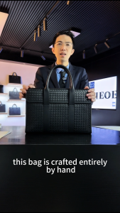 Padieoe Handmade leather handbag from top-grade cowhide luxurious and fashionable black color briefcase for business and casual wear mens briefcase for computer use.